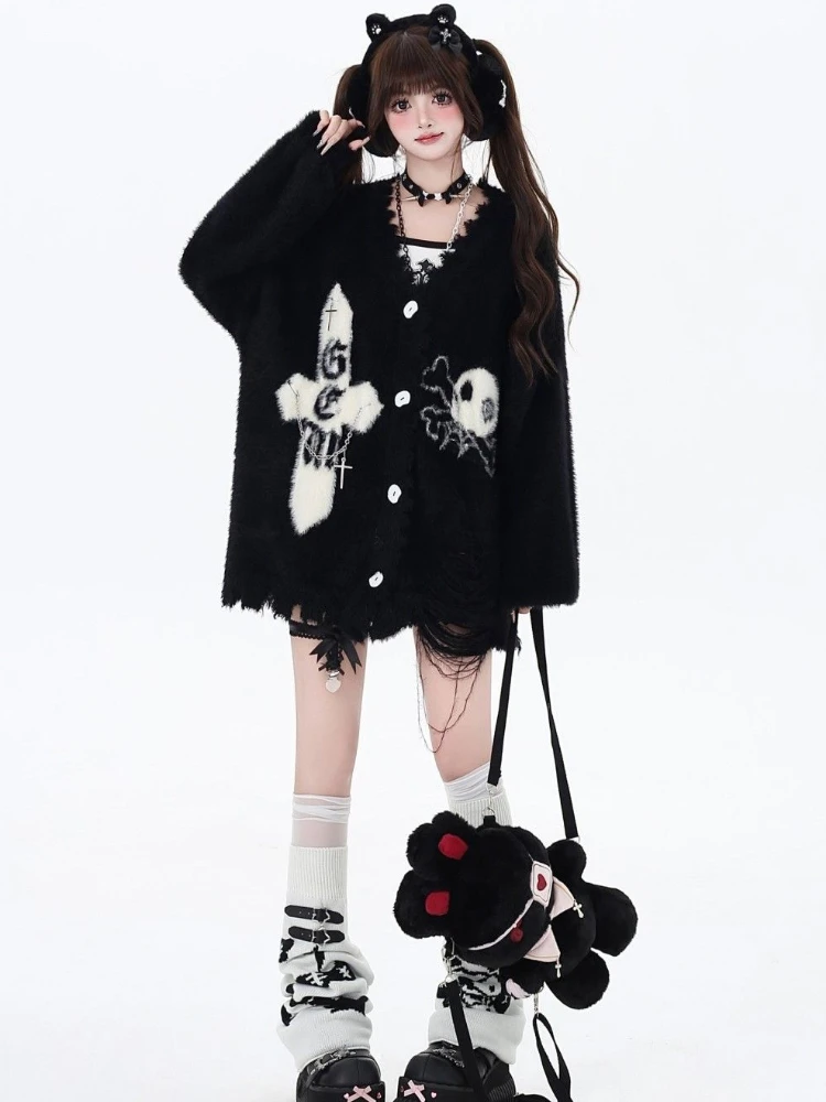Original Design Japanese Aesthetic Grunge Lazy Fluffy Knit
