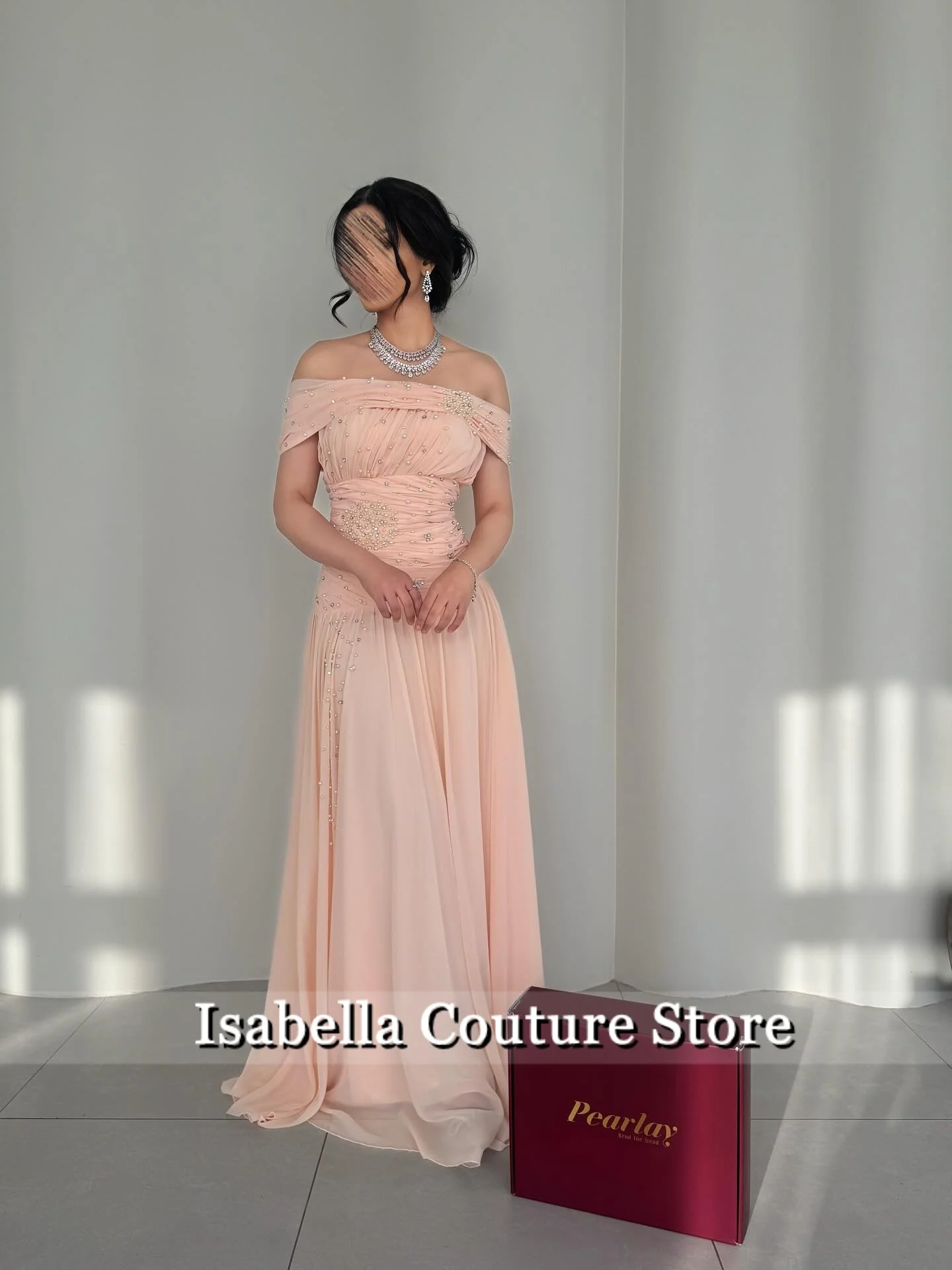 Robe de soirée élégante, épaules dénudées, perles, longueur au sol, dubaï, Simple, longue, personnalisée, nouveau Design, 2025