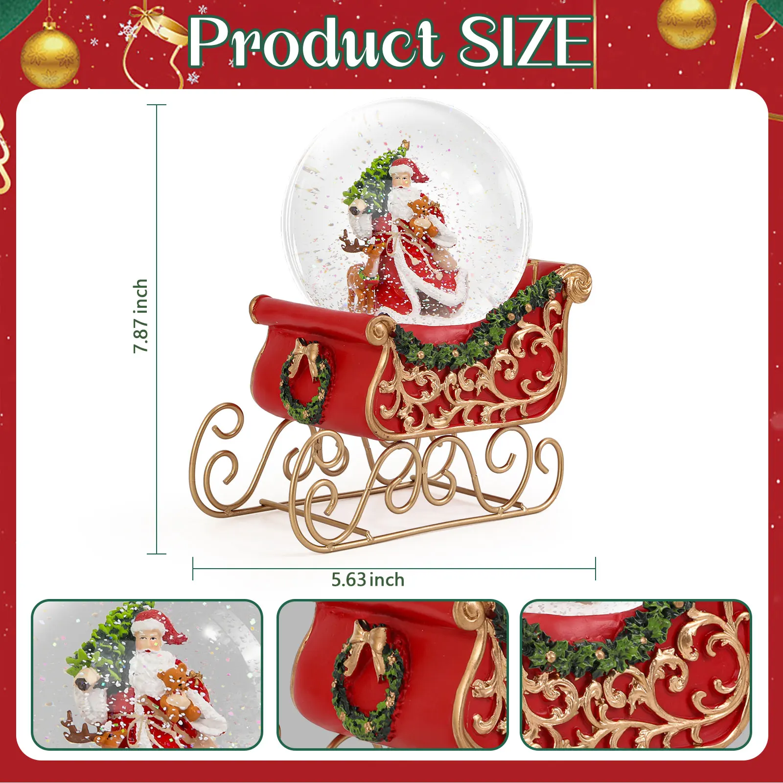 

Family Christmas Snow Globe Joyful Music & Twinkling Lights Holiday Decor for Kids and Adults