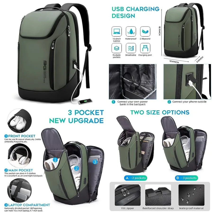 

Business Smart Backpack Waterproof fit 15.6 Inch Laptop Backpack with USB Charging Port, Travel Durable Backpack