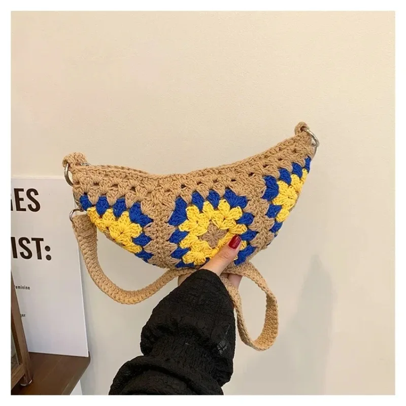 

Spring New Contrast Color Shoulder Bags Fabric Zipper Commuting Ladies Bags on Sale 2025 Patchwork Fashion Crossbody Bags