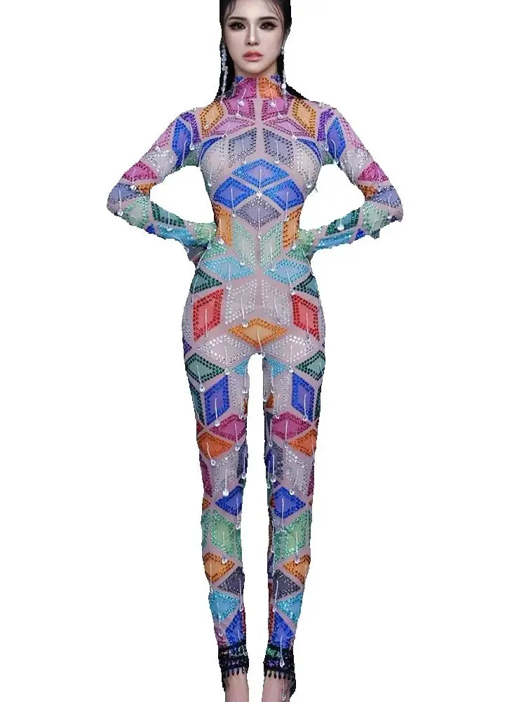 Wysokiej jakości kolorowy kombinezon z elastyczną gumką, seksowny, z hot stampingiem, nowa moda 2025, odzież damska na zamówienie.