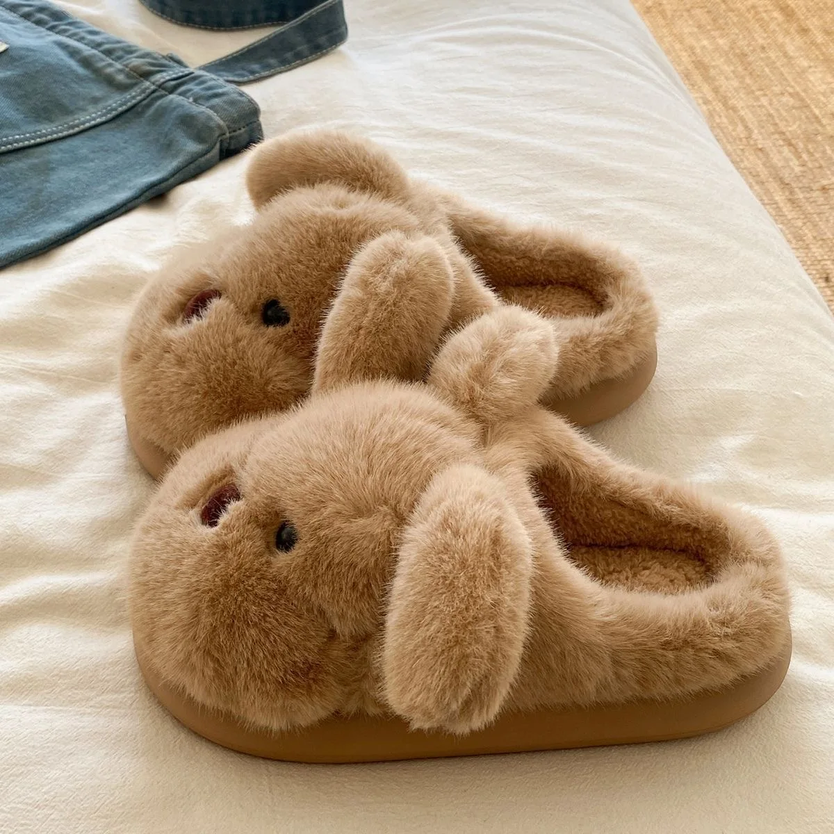 Winter Cartoon Brauner Hund Kapuzen Strampler Pyjamas Kigurumi Unicron Niedlich Langarm Reißverschluss Plüsch Neuheit Onesie Nachtwäsche Slipper – Detail 9