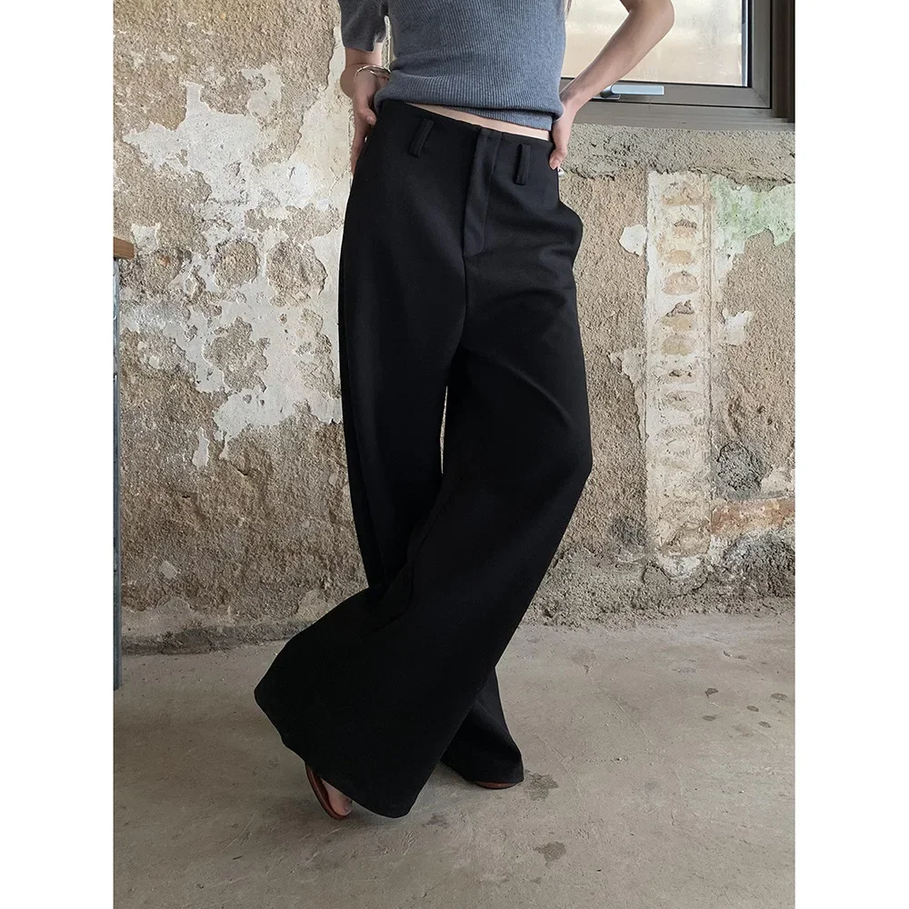 Women's Spring Fashion Solid Color Suit Pants, Korean Version Comfortable Casual Baggy Wide-leg Pants, Floor-length Long Pants