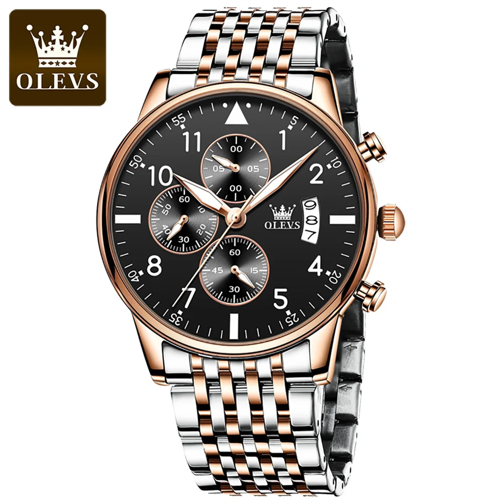 

OLEVS Top Luxury Brand New Watches Multifunctional Chronograph Quartz Watch Luminous Waterproof Men's Watch