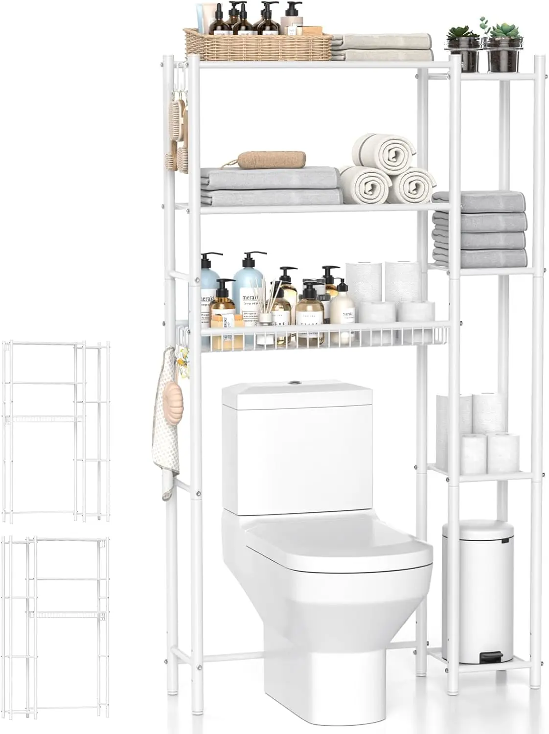 

Over The Toilet Storage Organizer - 7 Tiers Space Saving Bathroom Shelves, Adjustable Above Toilet Shelf Rack, Metal Organize