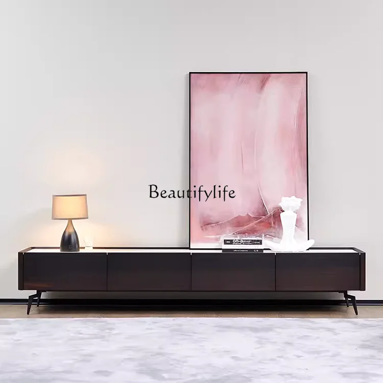 

02Italian style minimalist solid wood modern minimalist TV cabinet