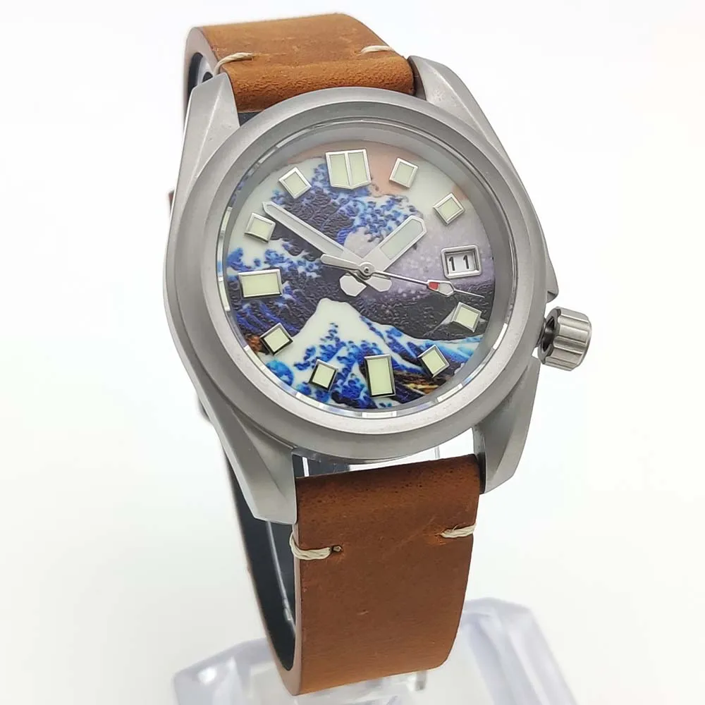 Reloj de hombre cepillado vintage de 40 mm con esfera totalmente luminosa por la noche con cristal de zafiro y movimiento NH35, reloj de pulsera para hombre