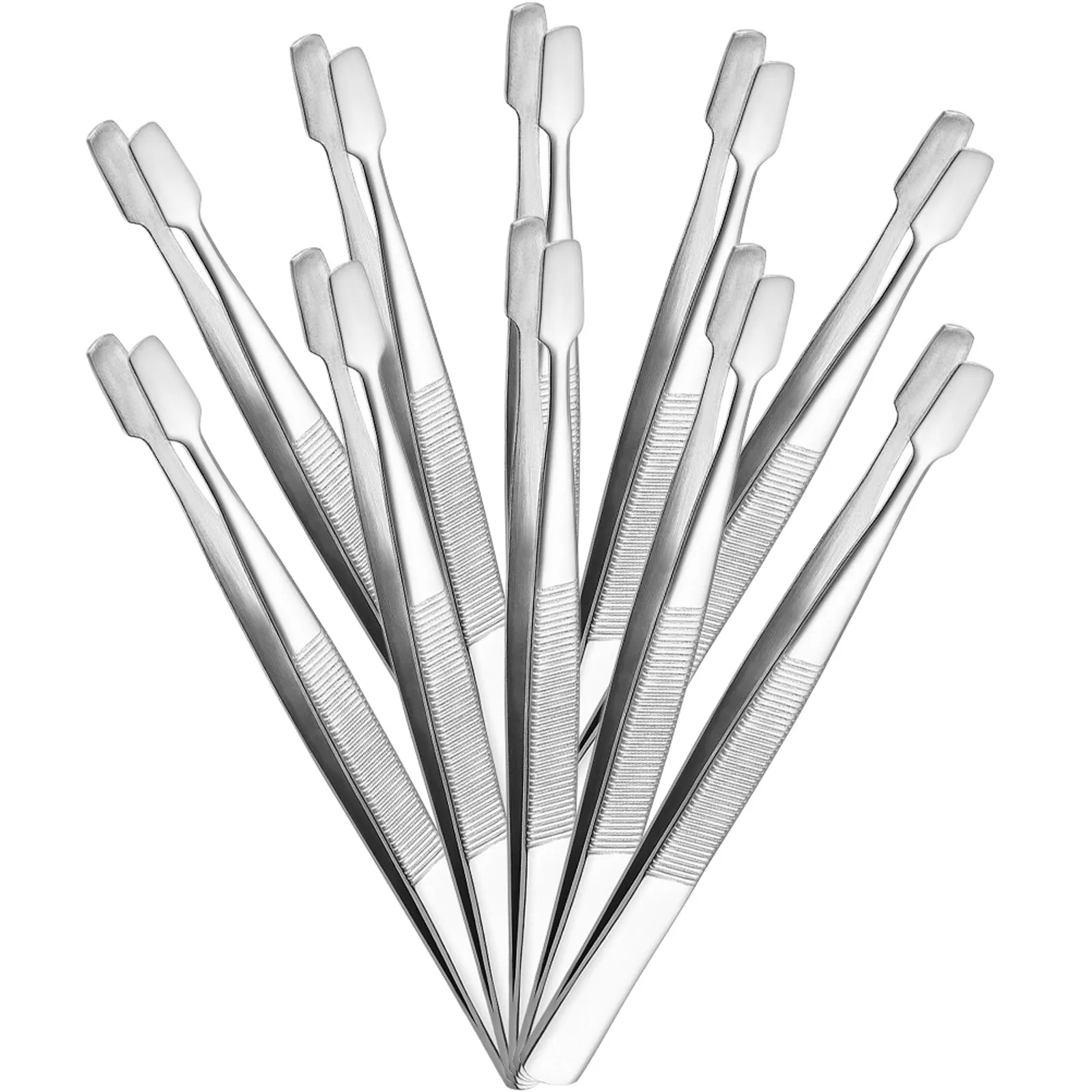 Pince à épiler en acier inoxydable de qualité supérieure, pince à épiler polyvalente pour la collection de timbres, la fabrication de bijoux, usage médical, 10 pièces