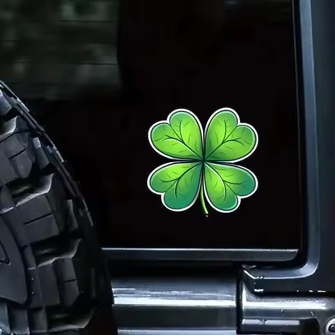Lucky Clover Funny Waterproof Vinyl Car Decal, Exterior Decorative Accessories, Used for Car, Motorcycle, Laptop, Van, Window