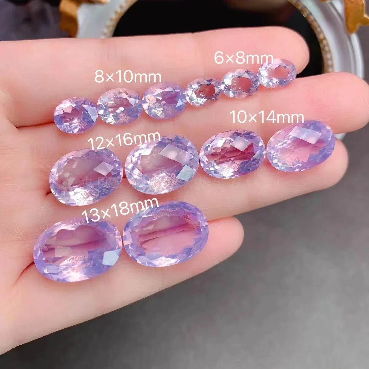 

Natural Amethyst Loose Germstones 5mm*7mm To 13mm*18mm Oval Shape Light Purple Amethyst
