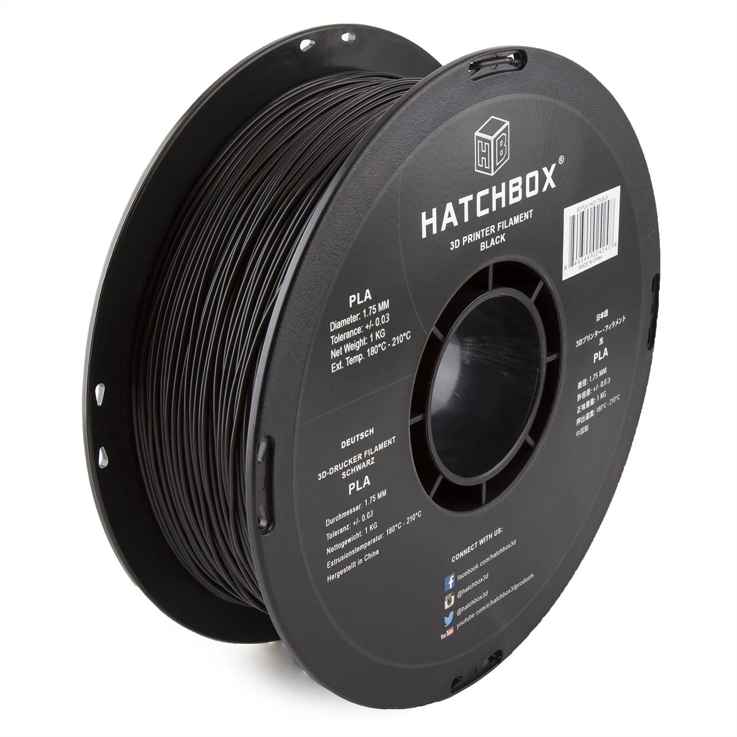 1.75mm Black PLA 3D Printer Filament, 1 KG Spool, Dimensional Accuracy +/- 0.03 mm, Easy to Use for Beginners & Experts