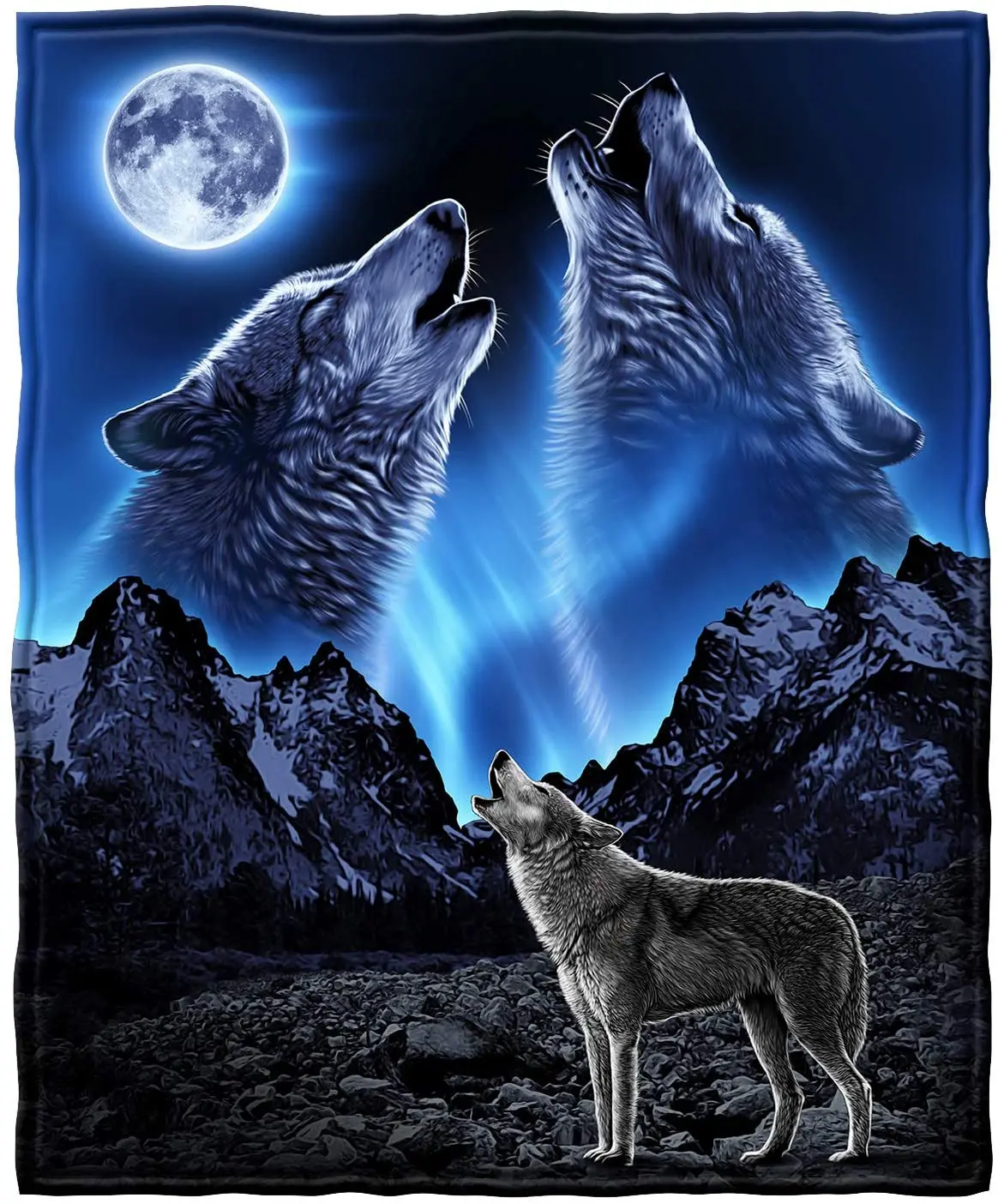 Wolves How ling Moon Super Soft Full Queen Size Fleece Blanket Coral Fleece Blanket For Bedroom  Nap Blanket Super Soft Cozy