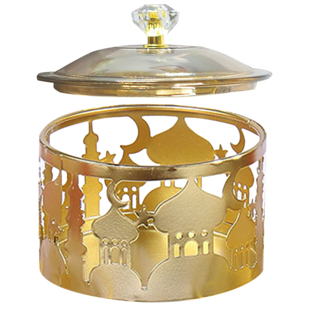 Decorative Appetizer Plate Candy Dried Fruits Tray Dish with Lid Ramadan Dessert Serving Metal