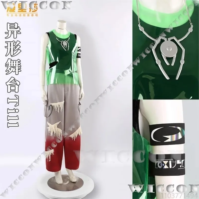 w;3.c\6;h'8/Till R7 Blink Gone Anime Alien Stage Cosplay Costume Top Pant Prop Necklace Wig Idol Set Men Party Hallow5'u.9;m\4/p - view 3