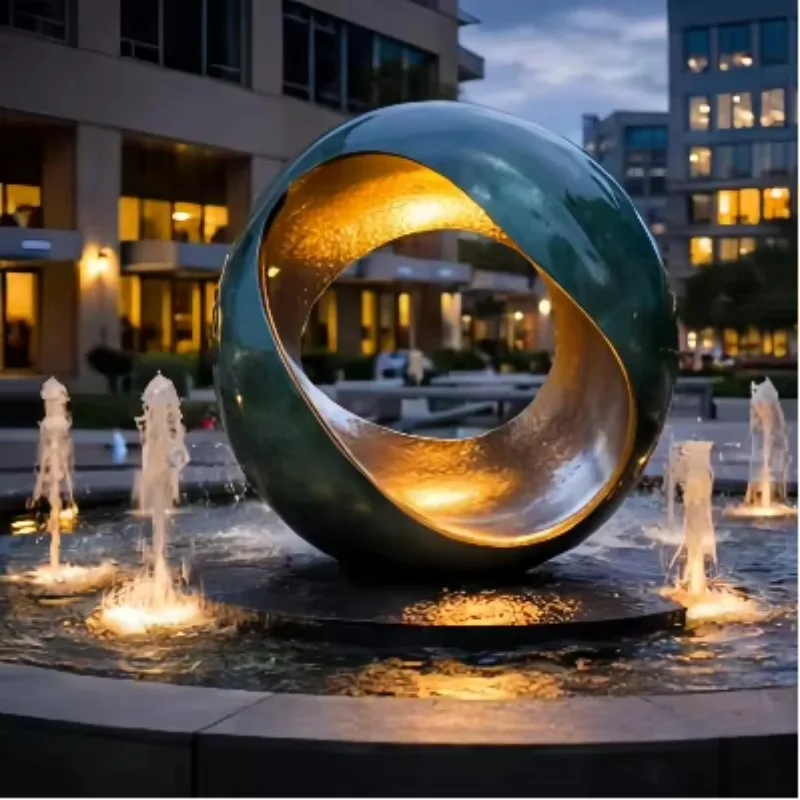 Modern Hollow Circular Stainless Steel Sculpture Custom Hotel Lobby Outdoor Garden Landscape Art Ornament Smooth Polished