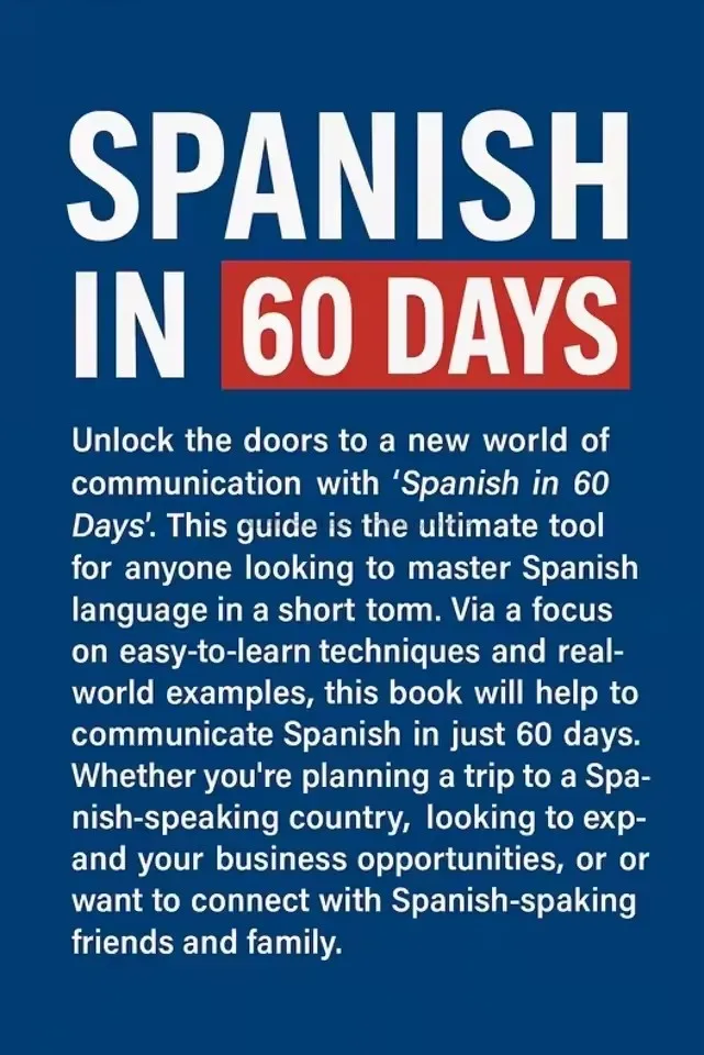 Spanish in 60 Days Language Learning Workbook: Intensive 2-Month Plan with Daily Lessons, Grammar Rules,Slang Phrases