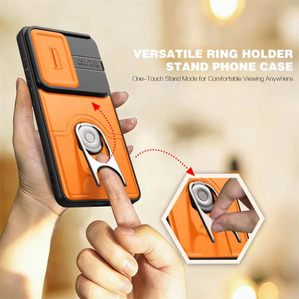 Heavy Duty Finger Ring Stands Case For Samsung Galaxy S26 S25 S24 S23 Ultra FE Plus Magnetic Slide Camera Lens Drop Protect Case view 3