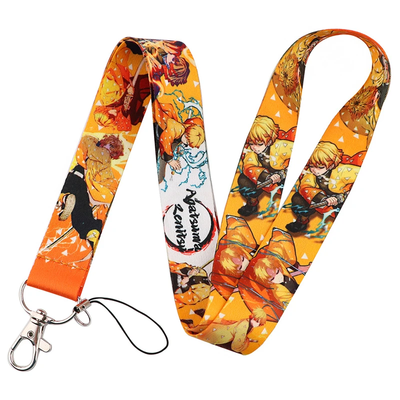 Demon Slayer Cartoon Neck Strap Lanyard for Keys ID Card Badge Holder Mobile Phone Straps Rope Keychain Webbing Ribbon