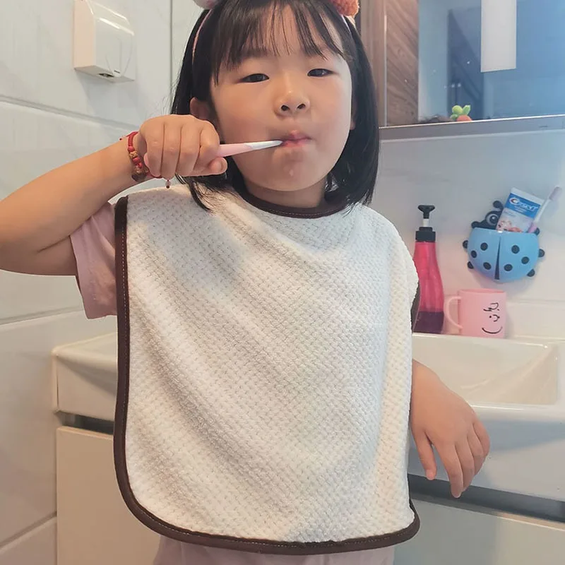 Baby Cotton Bibs for Children Washing Face Towel Soft Salive Towel Boys Girls Learning Brushing Teeth Towel 3 To 8 Years Kids