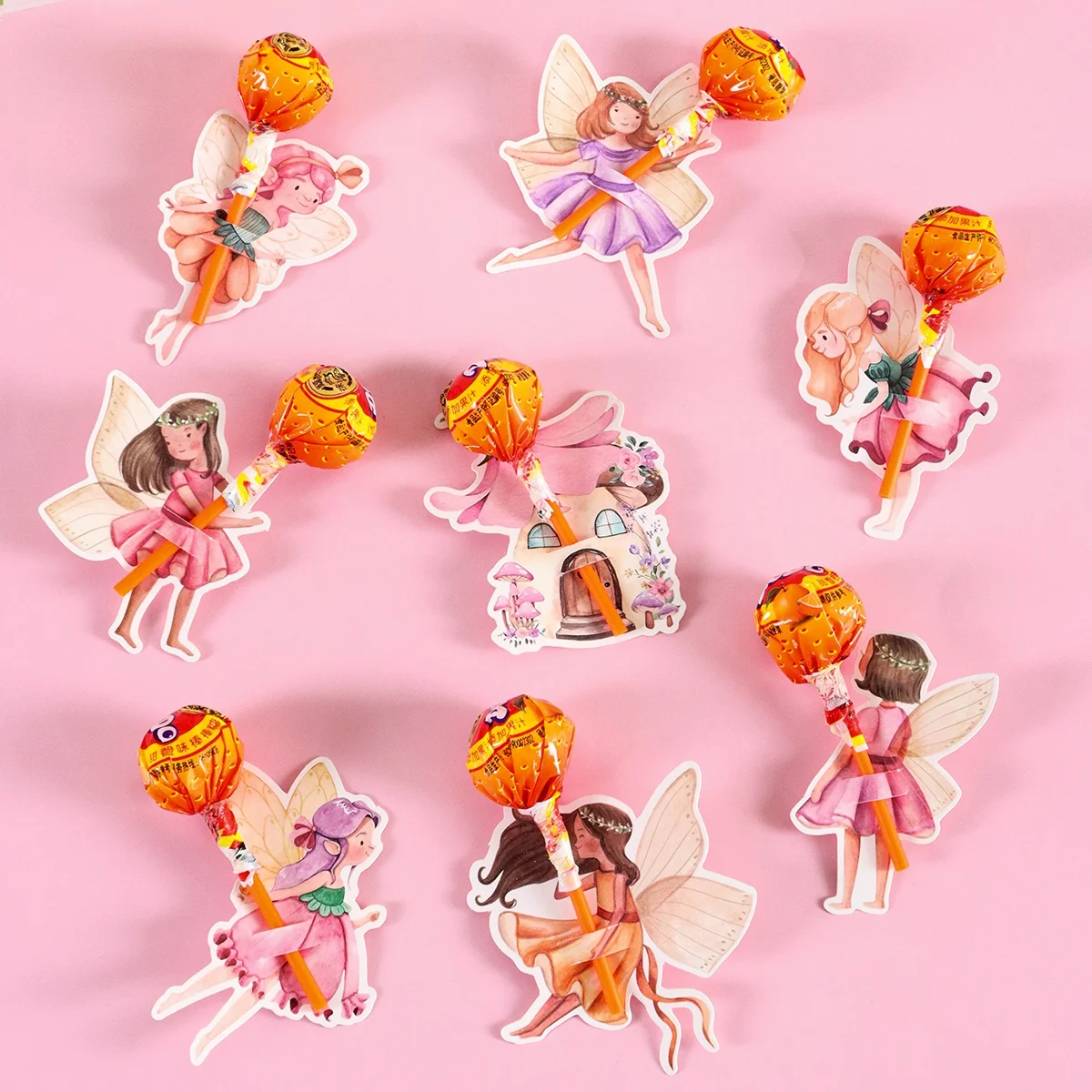 48 Stück rosa Schleifen-Papier-Lollipop-Kartenhalter, rosa Süßigkeitenverpackung für Geburtstagsfeier-Dekoration, DIY-Geschenk für Feiertage – Detail 9