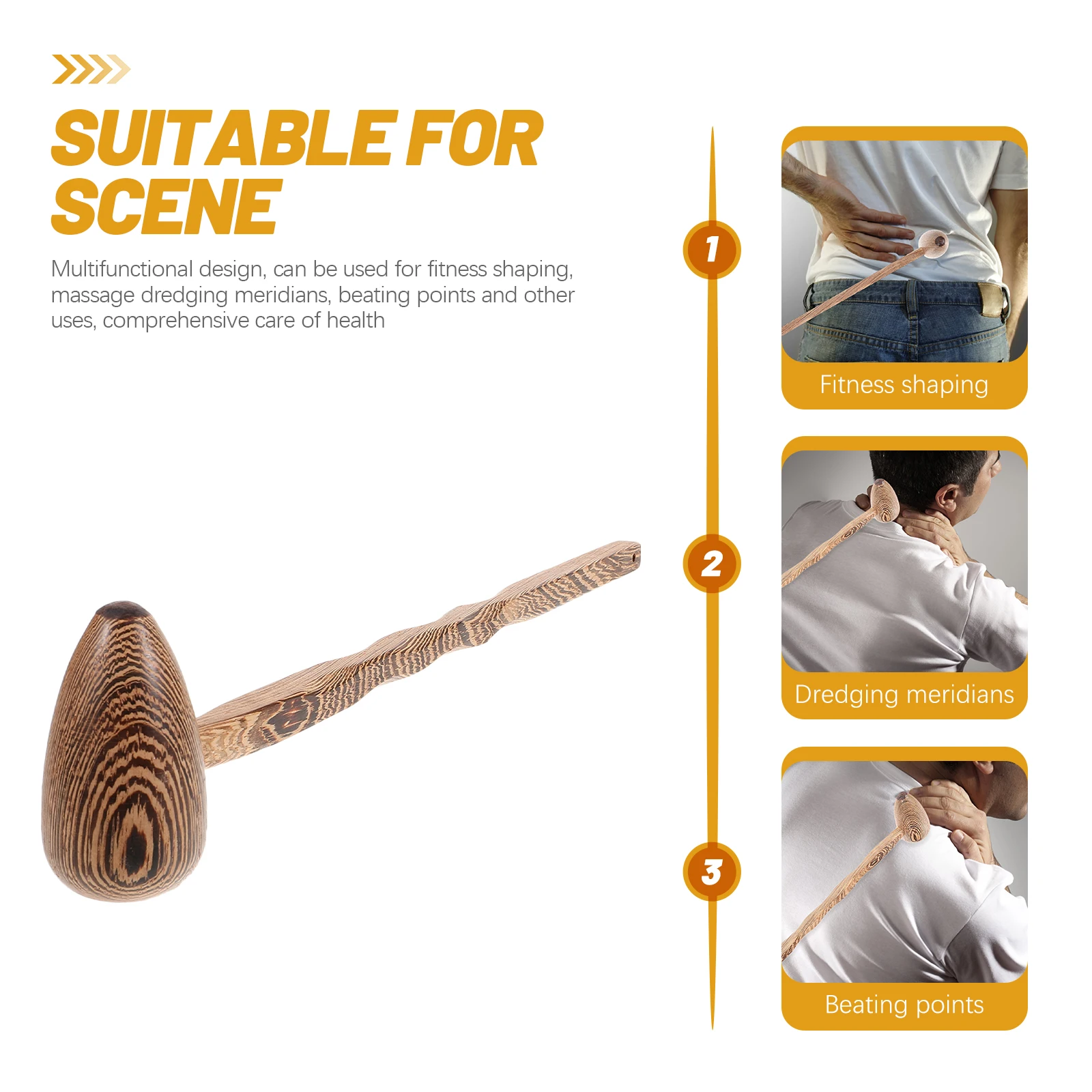 

Wooden Massage Hammer Material Smooth Surface No Burrs Portable Handheld Massager Tool Trigger Point Therapy Back Shoulder