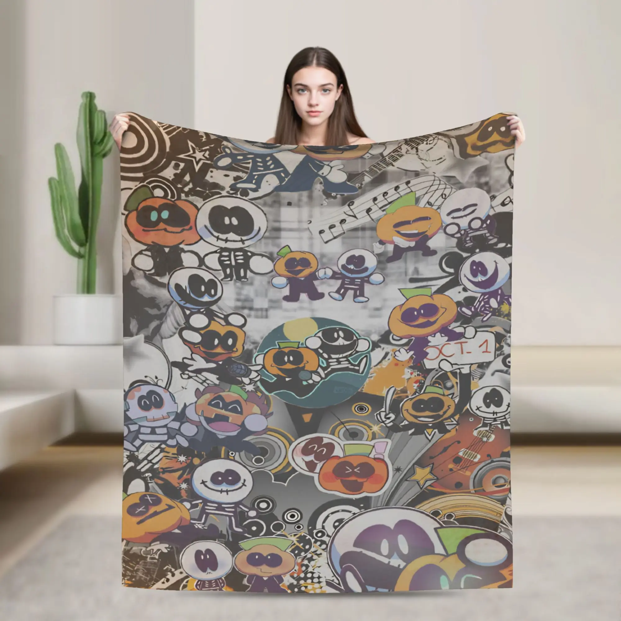 Spooky Month Blanket Lightweight Thin Coral Fleece Plush Healing Gift  Throw Blanket Rug Piece