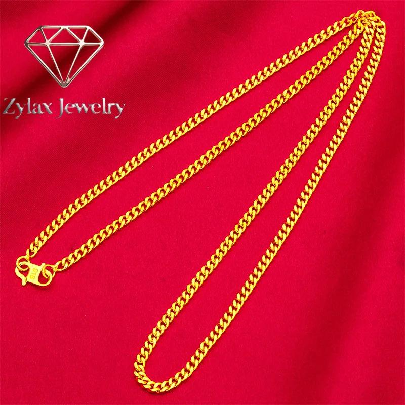 

Zylax Jewelry Women's 24K Gold AU999 Stylish Extended S-Clasp Necklace | Magnetic detachable S-clasp with love poetry