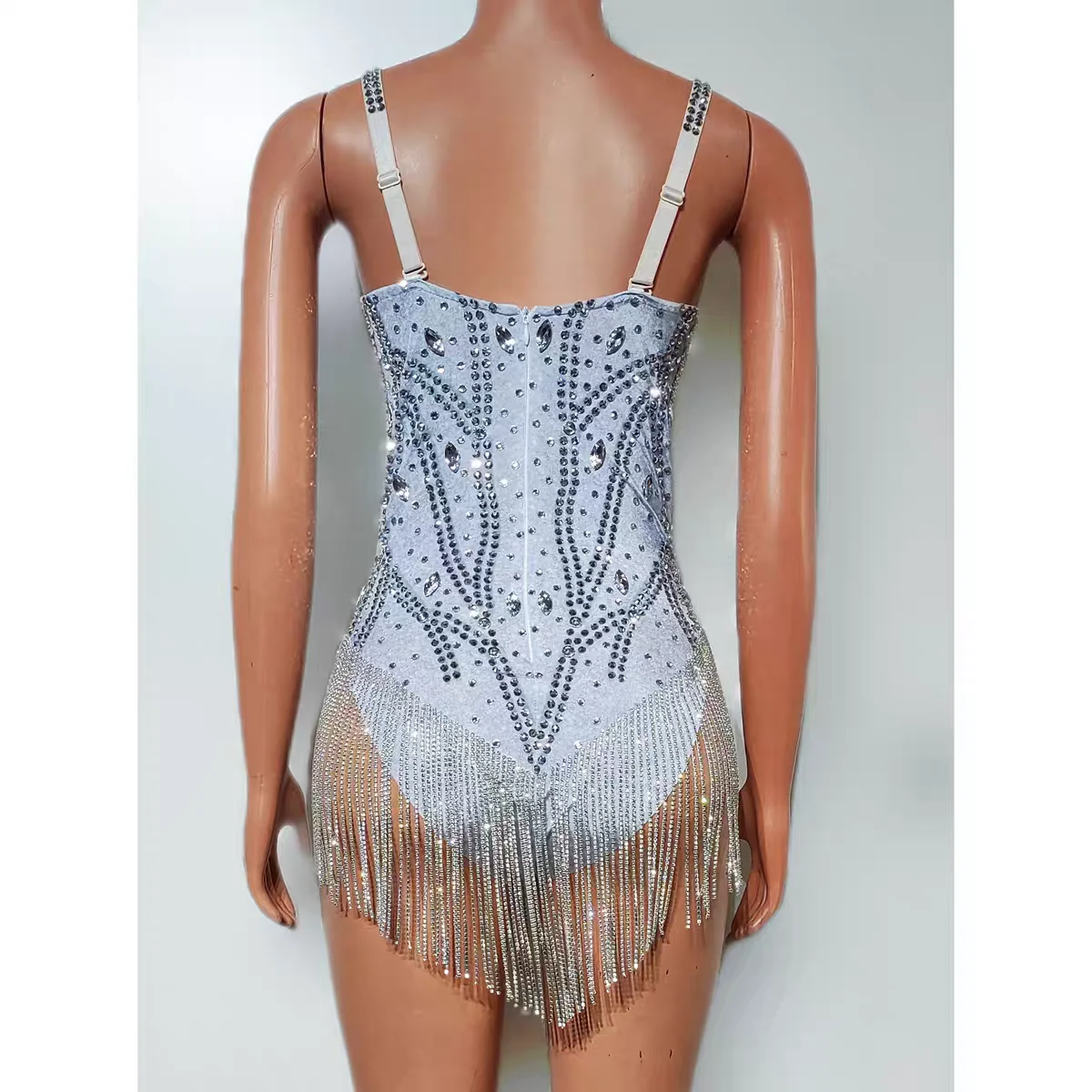 Seksowny kombinezon z frędzlami w całości z diamentów Bar DJ klub nocny piosenkarka występ na scenie odzież taneczna zespół impreza tematyczna