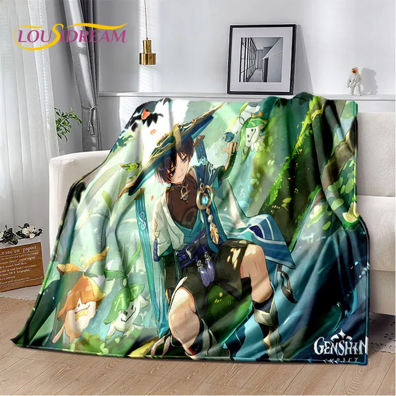 만화 원신 임팩트 게임 게이머 소프트 플러시 담요, 플란넬 담요 거실 침실 침대 소파 피크닉 커버