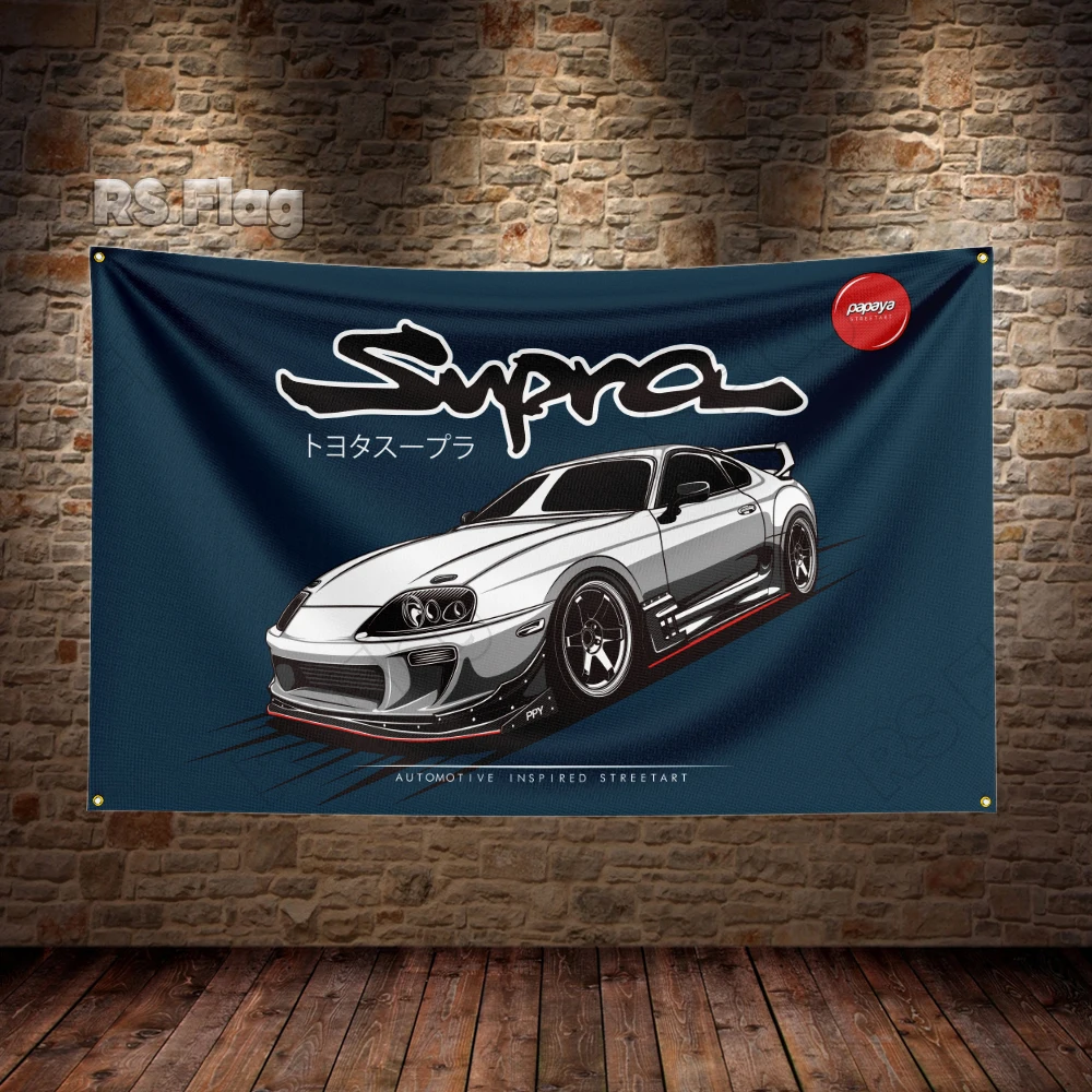 3x5 Ft JDM Car 2 Flag Polyester Printed Car Flags for Garage Decor