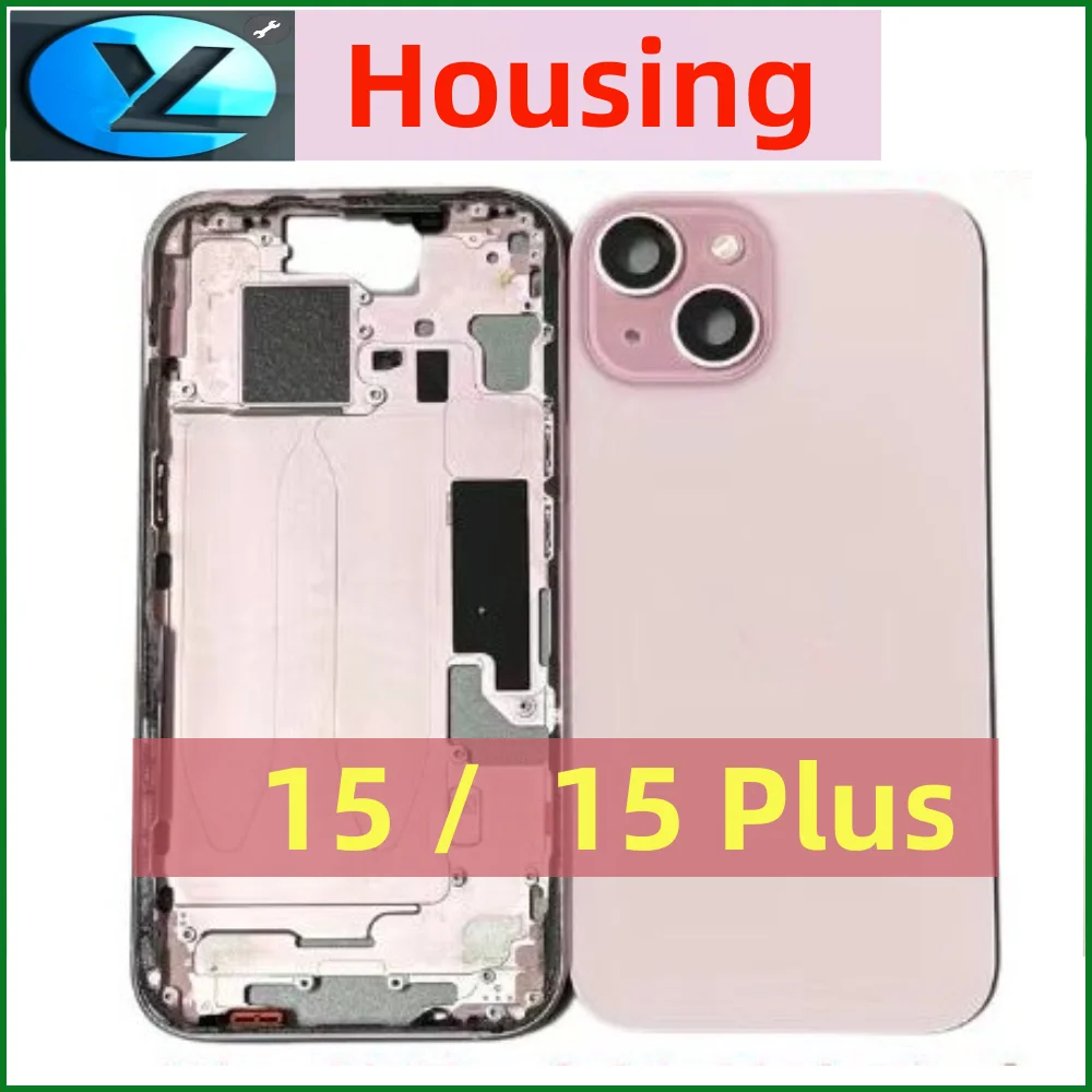 

Корпус для iPhone 15 15 Plus, крышка батарейного отсека + корпус средней рамы + с боковыми кнопками + лоток для SIM-карты + инструменты, задняя крышка 15 Plus + кольцо для камеры