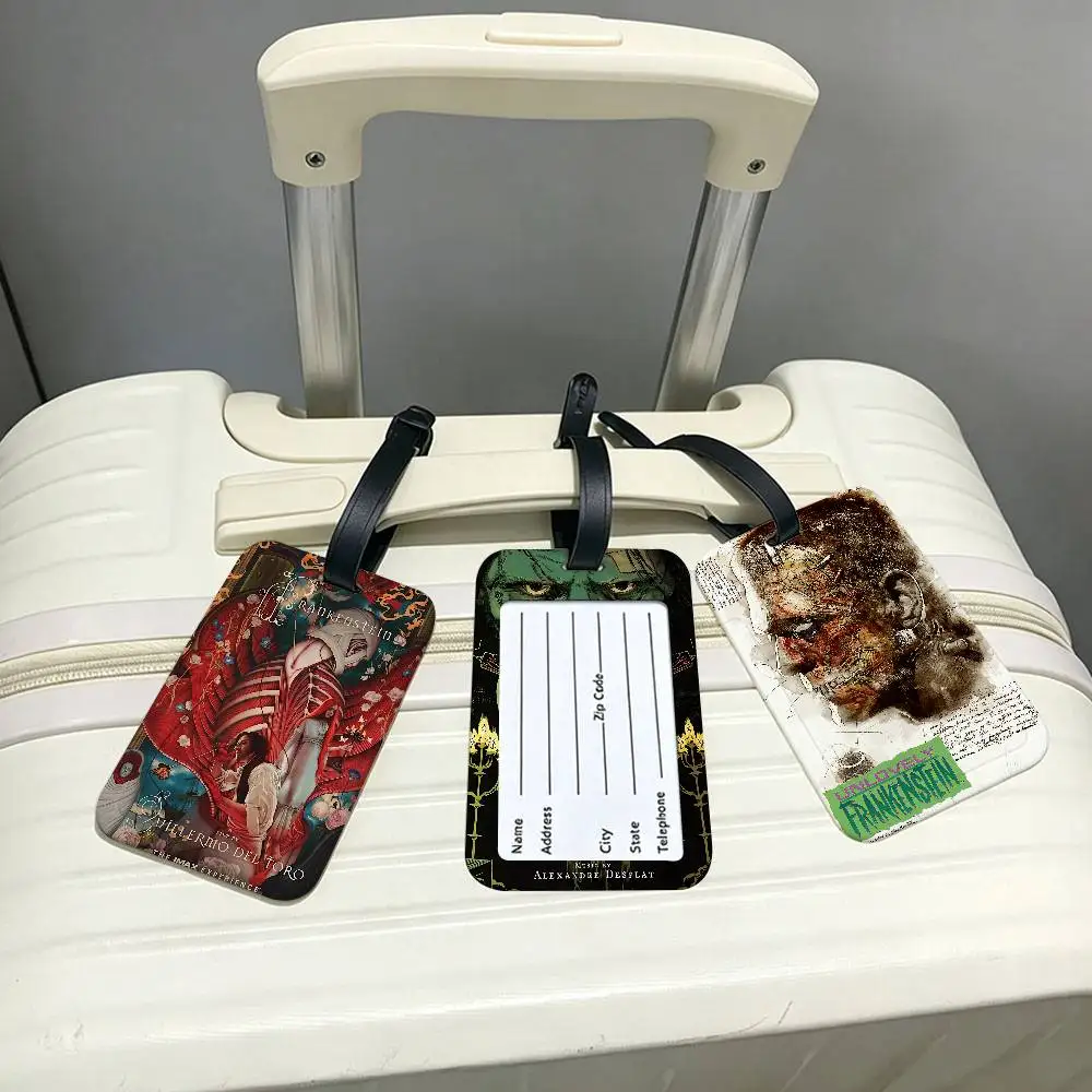 Frankenstein Film Canvas Printed Durable PVC Anti lost Baggage Tag With Info Card Lightweight Luggage Identification Label