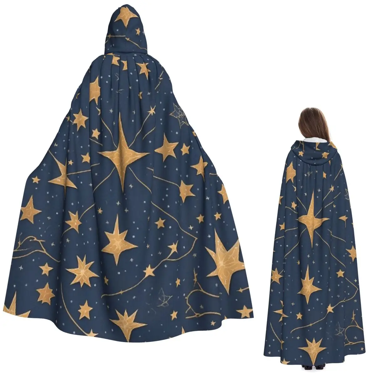 

Длинный плащ с капюшоном «Созвездие», средневековый костюм ведьмы, накидка для косплея, Хэллоуин, вечеринка, унисекс для взрослых
