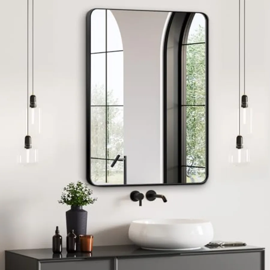 

Bathroom Mirrors for Over Sink1Pcs 24x36Inch Vanity Mirrors for Wall Black Metal Frame Rectangle Mirrors for Bathroom Farmhouse