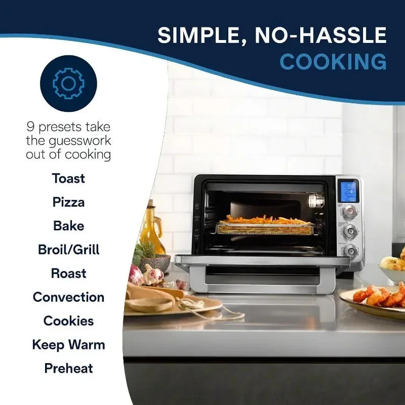 De'longhi Digitale Lucht Friteuse True Convectie Oven Met Ingebouwde Verlichting Reheat Presets Rvs