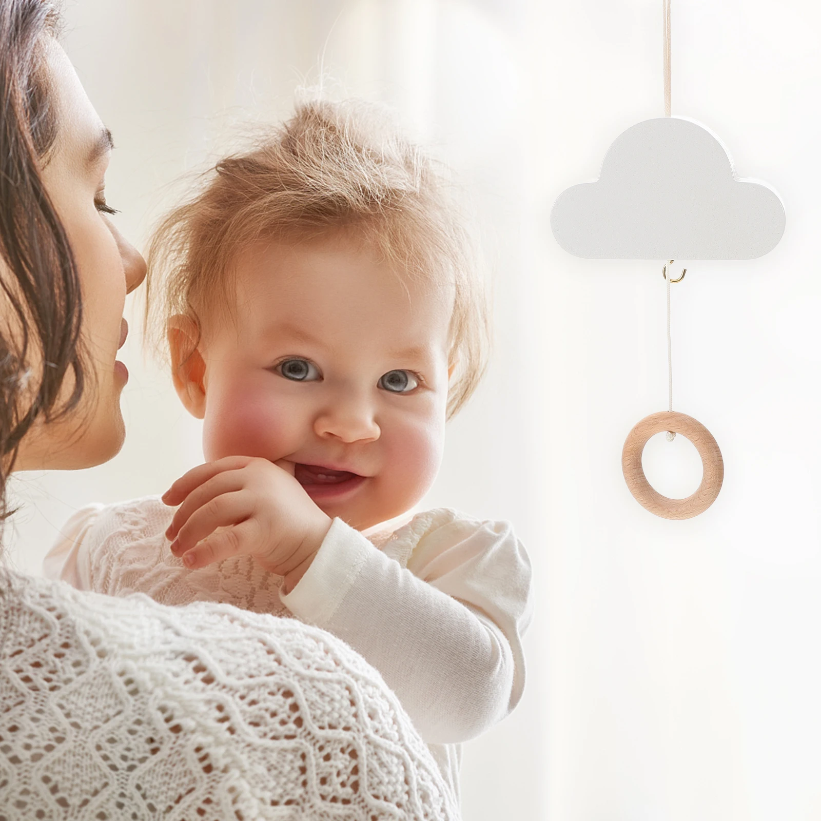 سرير أطفال متنقل على شكل سحابة موسيقية بسيطة لحديثي الولادة مهدئة للنوم بوهو معلقة عتيقة لديكور الحضانة