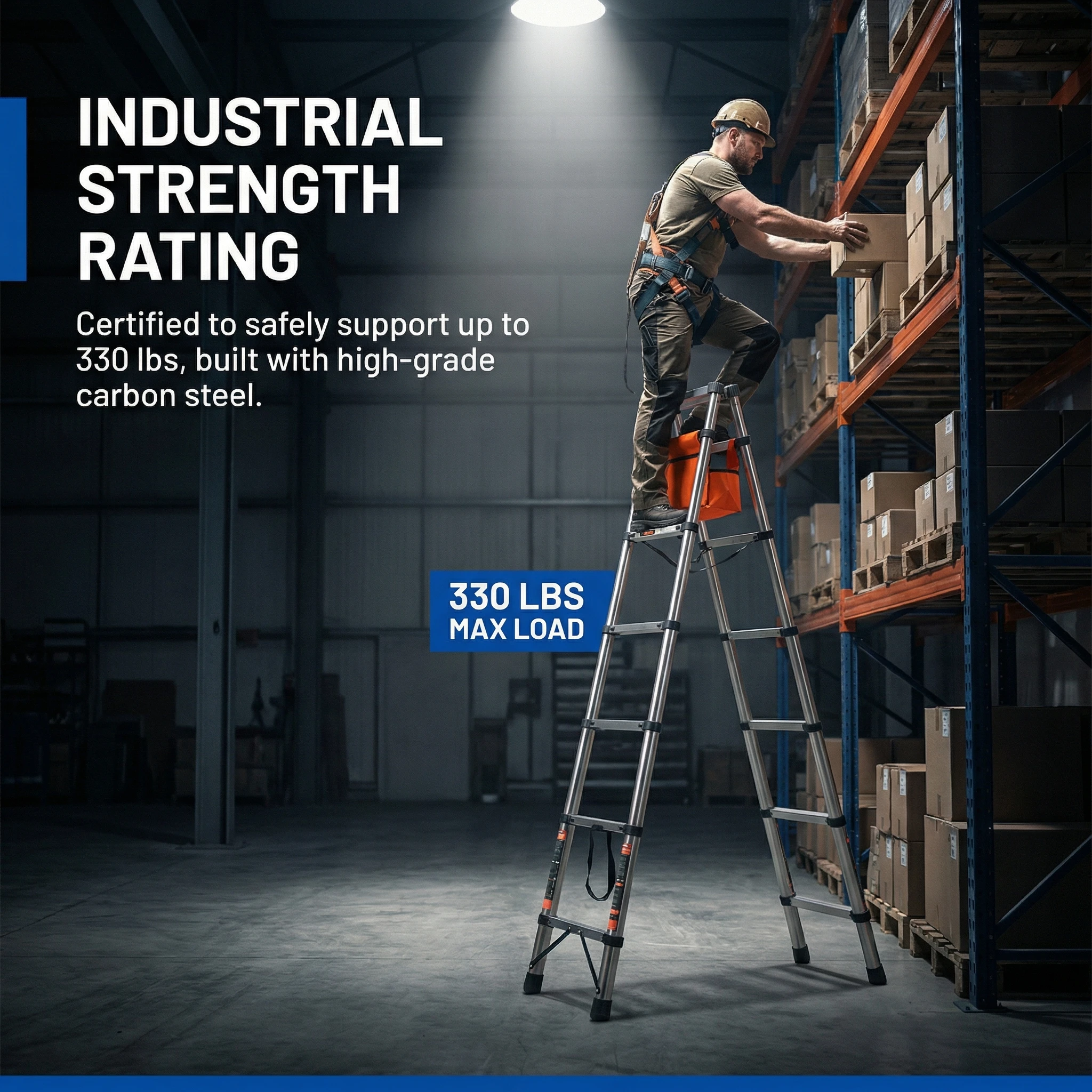

7-Step A-frame ladder Folding Step Ladder, Heavy Duty Steel Step Ladder with Anti Slip Pedals, Easy Portability and Storage