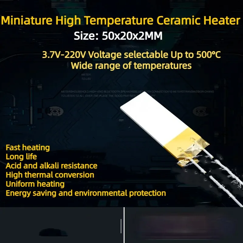 1Pcs 50*20*2MM High Temperature Ceramic Heating Plate Alumina Heating Plate Heating Plate 5V 12V24V220V Industrial Grade