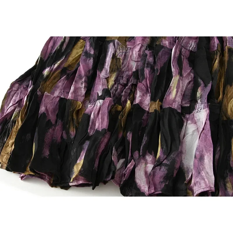 Nieuw in 2023 Dames Bloemenprint Elegante Geplooide Lange Rokken Lente Zomer Luxe A-lijn Losse Hoge Taille Casual Faldas