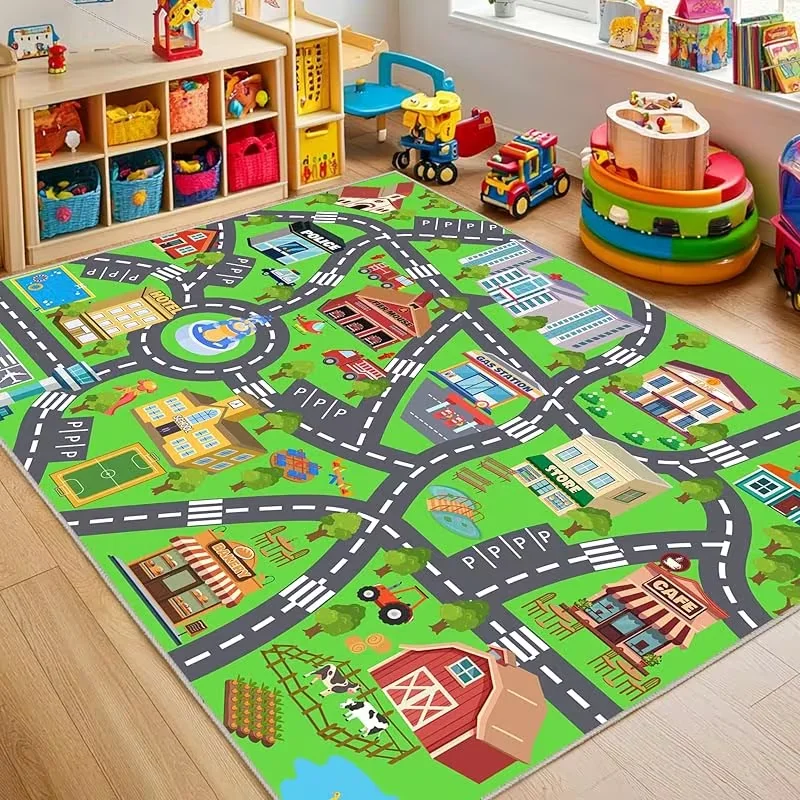 City Road  Carpet Non Slip Backing Bedroom Playroom Classroom Rug Spring Winter Decor   Gift Mat Door Mat