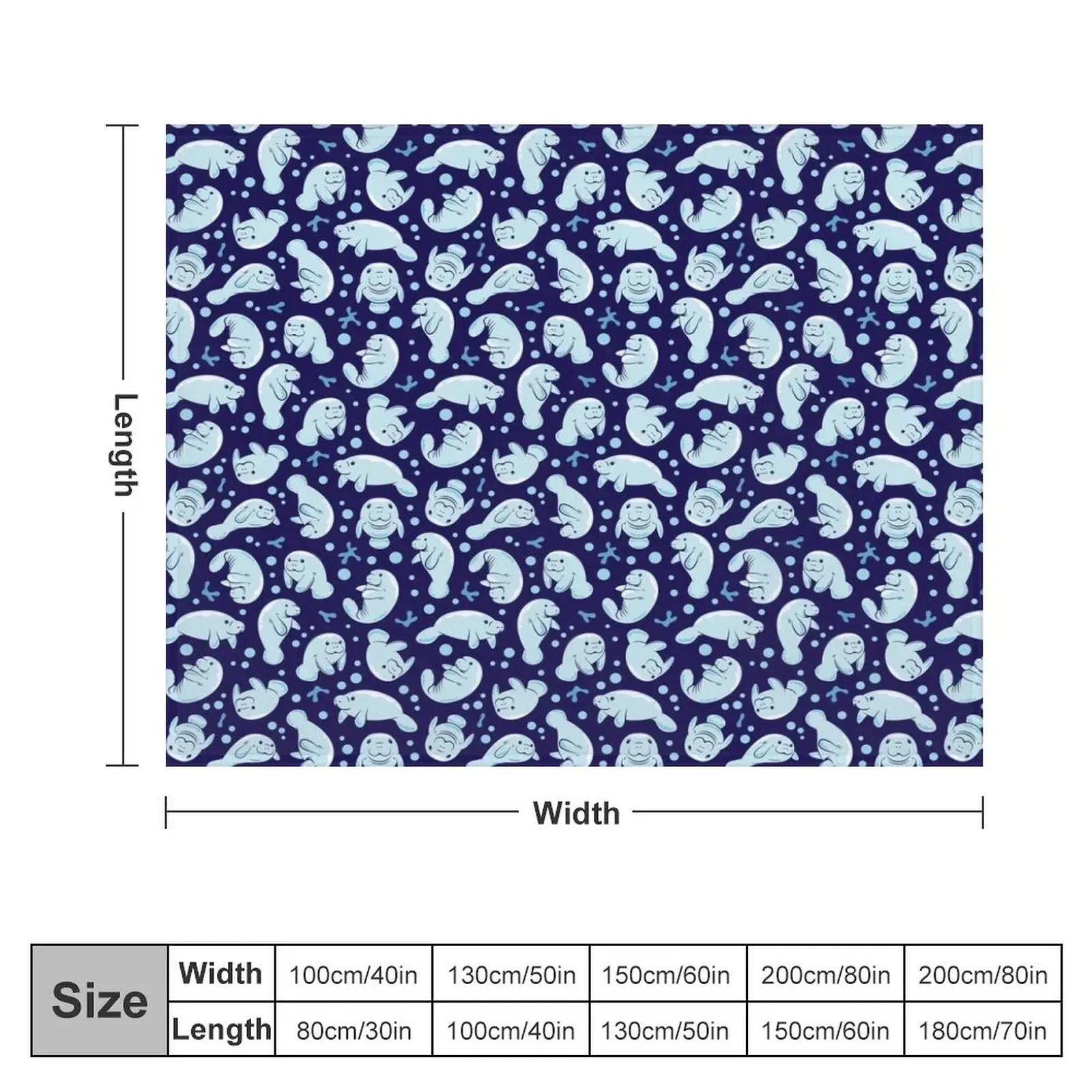 Cute Manatee Pattern - Blue Underwater Pattern Throw Blanket Luxury Designer Soft Beds warm for winter Blankets