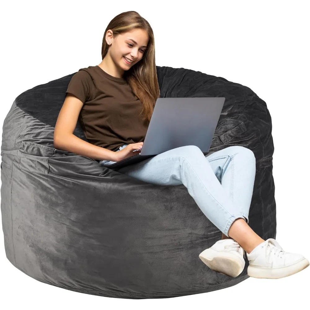 

3Ft Bean Bag Chair, Memory Foam Filling Bean Bag Chairs with Velvet Cover, Removable and Machine Washable Cover