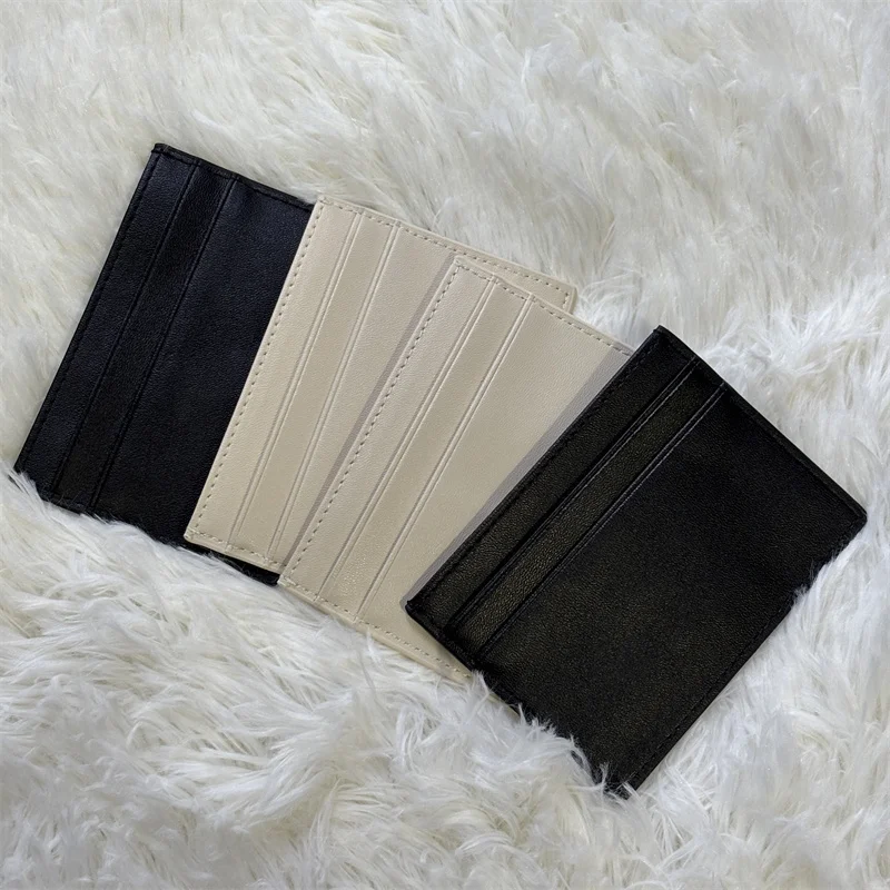 Solid Hand Sewn Women ID Card Holder Credit Card Gift Box Multi Slot Slim Card Case Passport  wallet Card Wallet Man Coin Purse