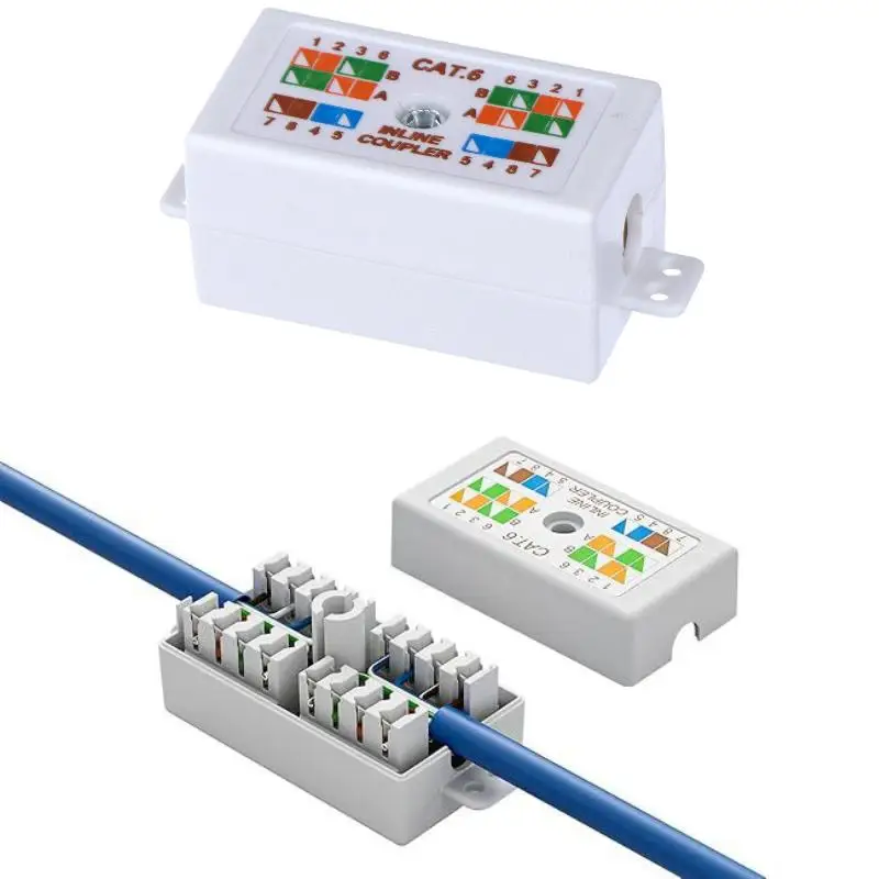 Single Inline Krone Coupler RJ45 for Cat6/Cat5E Network Cables, Desktop Information Junction Box
