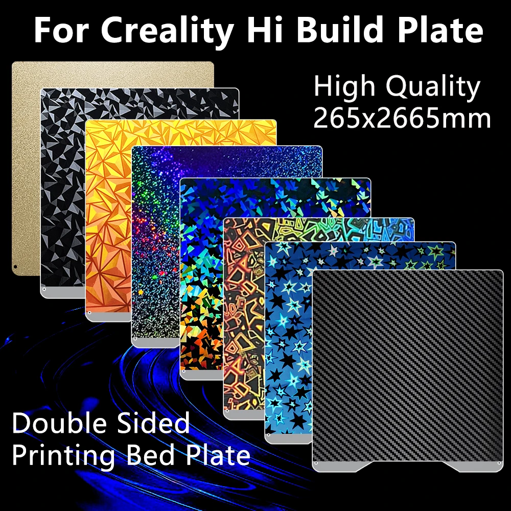 JUUPINE para cama de impresión Creality hi/Creality hi Combo, placa de PEO-PET texturizada de 265 x 265 mm, plataforma de cama caliente de impresora 3D de acero de resorte magnético flexible