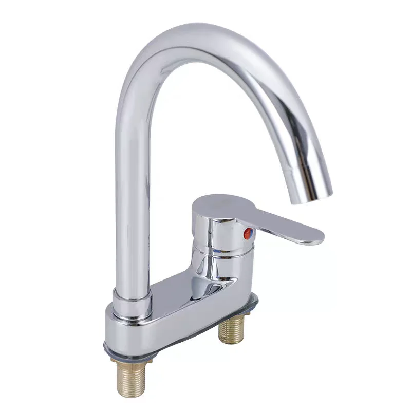 Brass Basin Hot and Cold Water Faucet Double Hole Three-hole Deck iInstallation 360 Rotating Basin Tap Splash Bathroom Faucet
