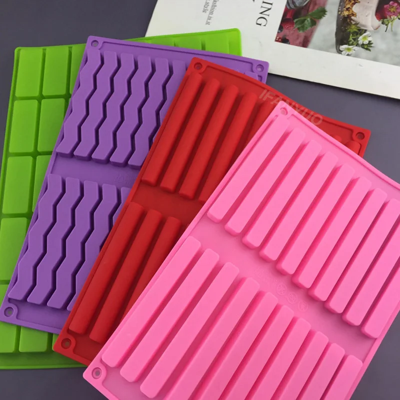 20/40 agujeros onda rectángulo/cilindro Fondant Chocolate molde de silicona bandeja de cubitos de hielo molde jabón resina pastel caramelo decoración para hornear