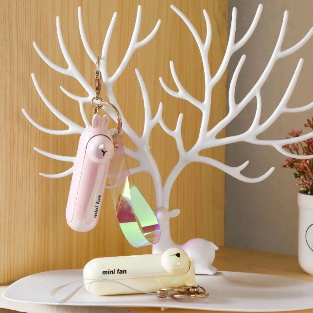 

3 Gears Mini Fan​​ USB Chargeable Laser Surface ​​Handheld Electric Fan ​​180° Adjustable​​ Lightweight​​ Keychain Fan​​