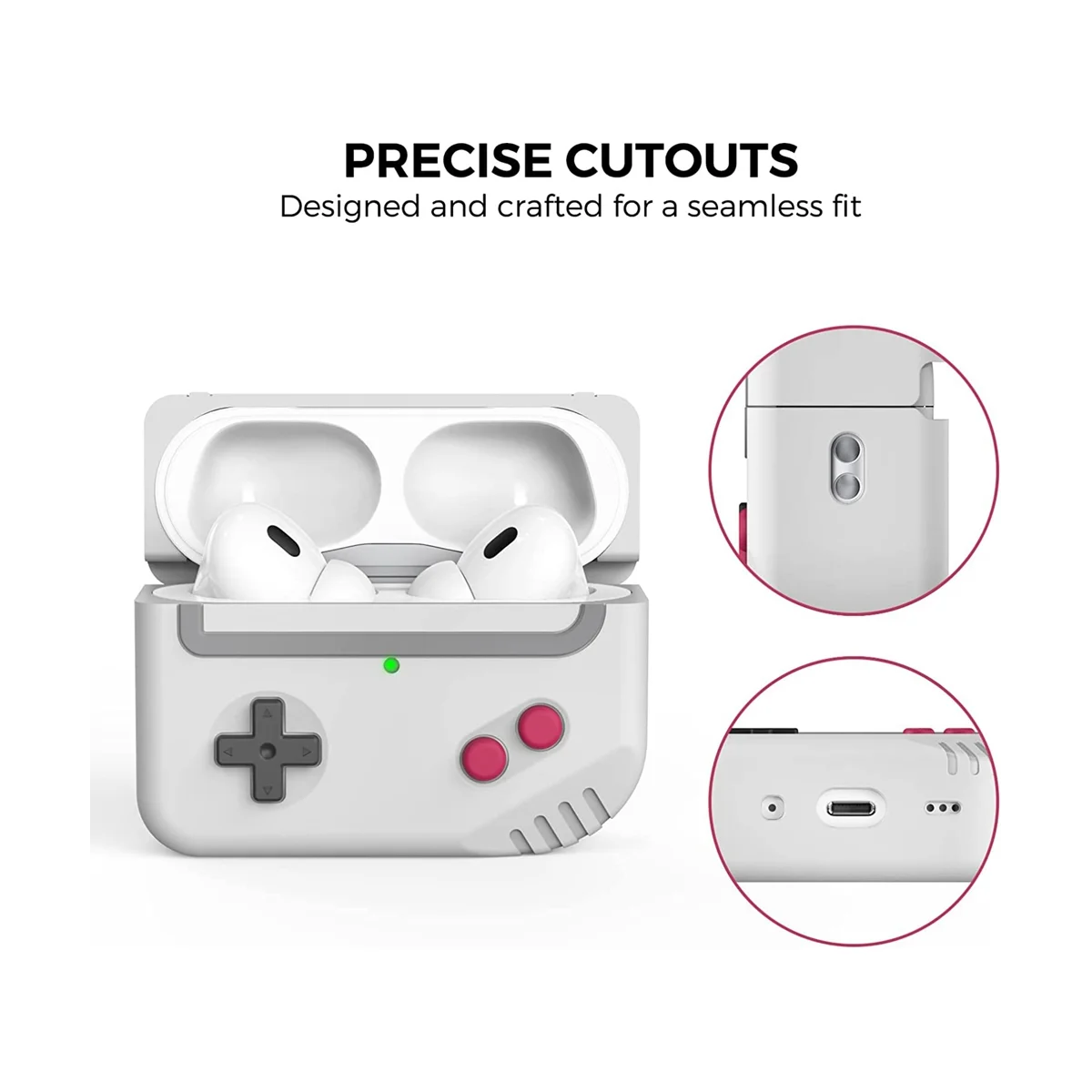 실리콘 케이스 보호 커버, 스킨 게임기 디자인, 지지대 무선 충전, 2 그레이 화이트